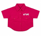 Girls Pink Half Sleeve Cotton Shirt