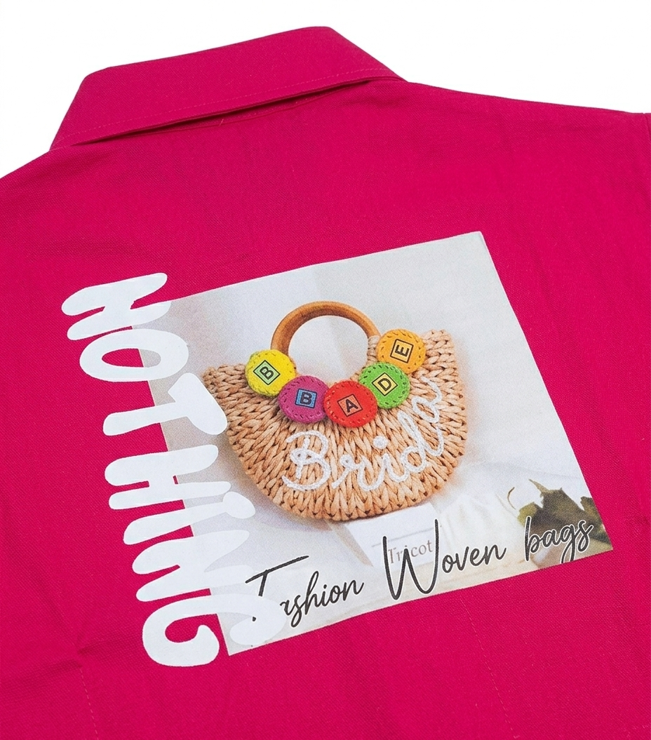 Girls Pink Half Sleeve Cotton Shirt