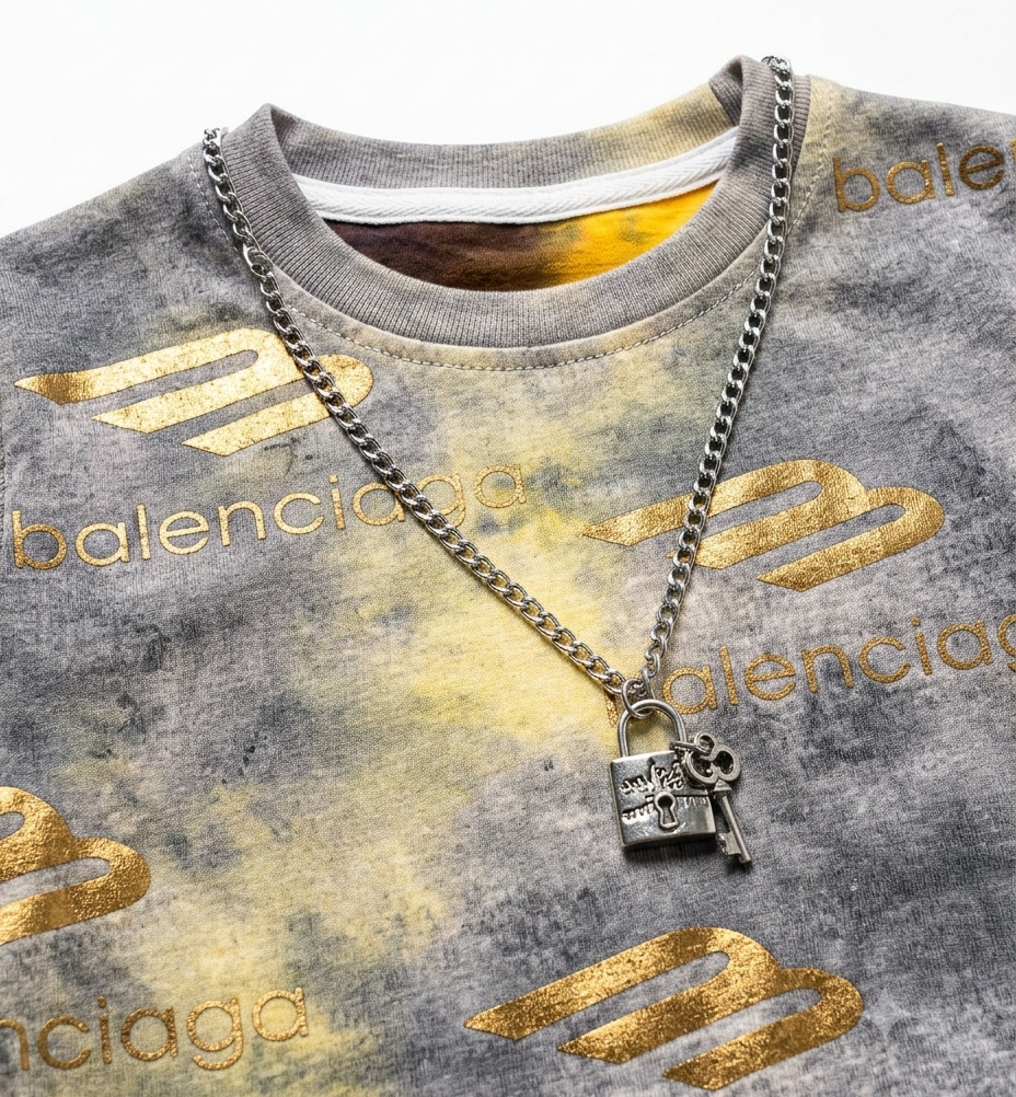 Boys Grey Printed T-Shirt with Black Denim Shorts