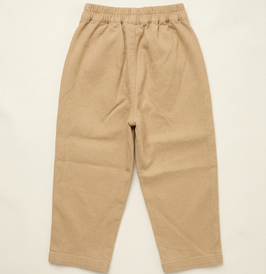 Girls Beige Pearl Bow Straight Fit Pants