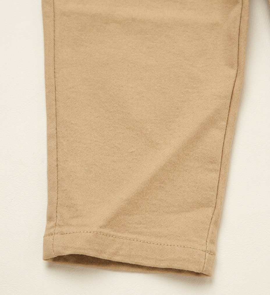 Girls Beige Pearl Bow Straight Fit Pants
