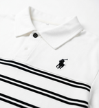 Boys White Striped Polo T-Shirt & Shorts Co-Ord Set