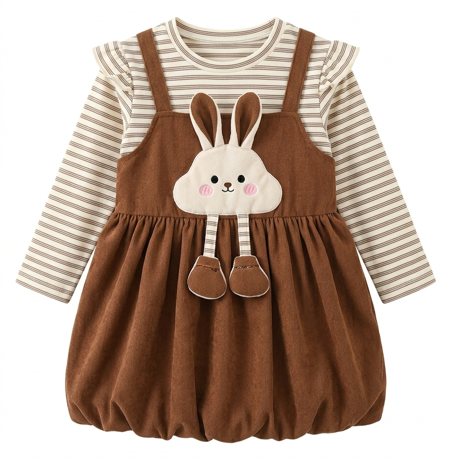 Girls Bunny Pinafore Dress
