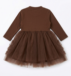 Girls Chocolate Brown Bow Ruffle Tulle Party Dress