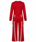Girls Red Printed Sweatshirt & Cargo Jogger Co-Ord Set