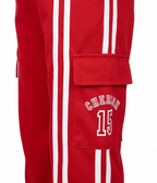 Girls Red Printed Sweatshirt & Cargo Jogger Co-Ord Set