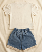 Girls White Butterfly T Shirts and Shorts