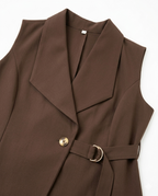 Girls Brown Sleeveless Blazer & Wide Leg Pant Co-Ord Set