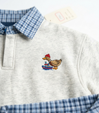 Boys Grey Sweatshirt & Blue Denim Pant Clothing 3 Piece Set