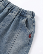 Boys Grey Polo Neck T-Shirt & Blue Denim Shorts