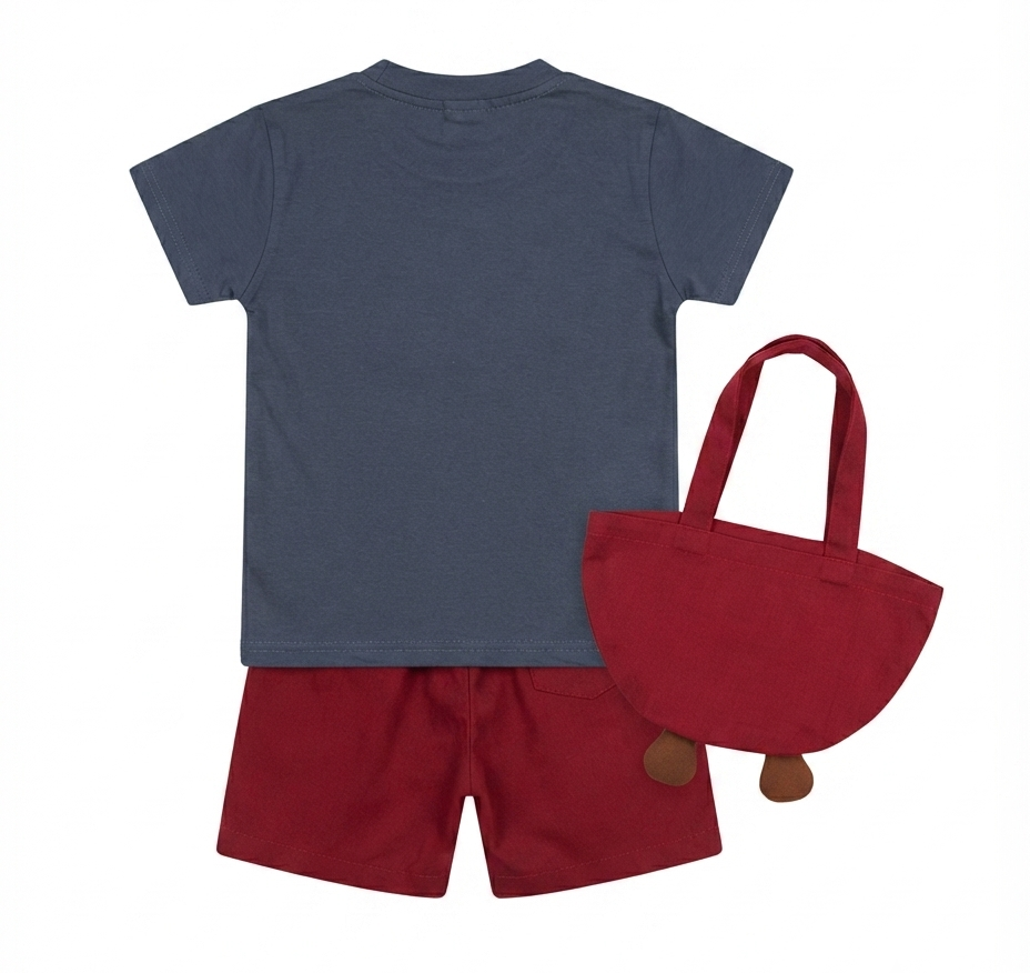 Boys Summer Watermelon Print T-Shirt & Shorts Set with Matching Sling Bag