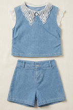 Girls Denim Top and Shorts