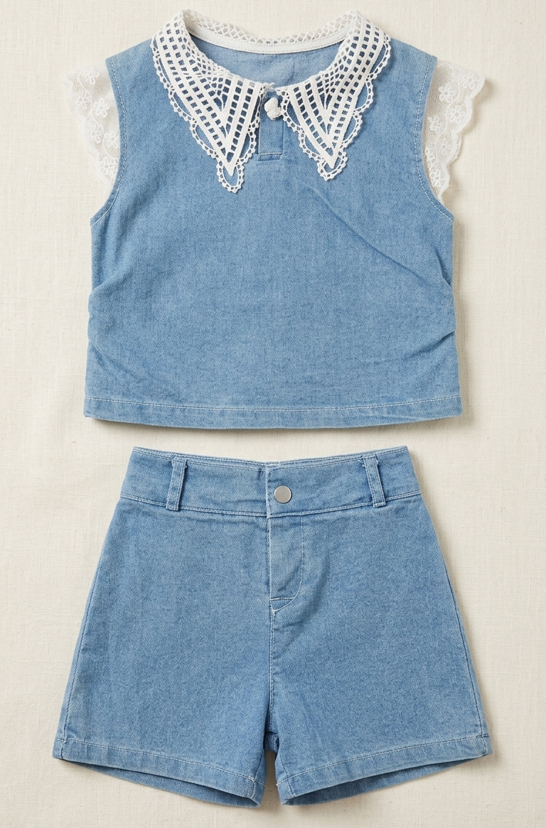 Girls Denim Top and Shorts