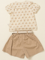 Girls Light Brown Top and Shorts with Belt