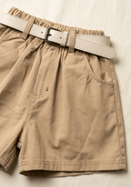 Girls Light Brown Top and Shorts with Belt