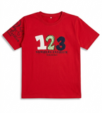 Boys Red 123 Graphic Printed Cotton T-Shirt