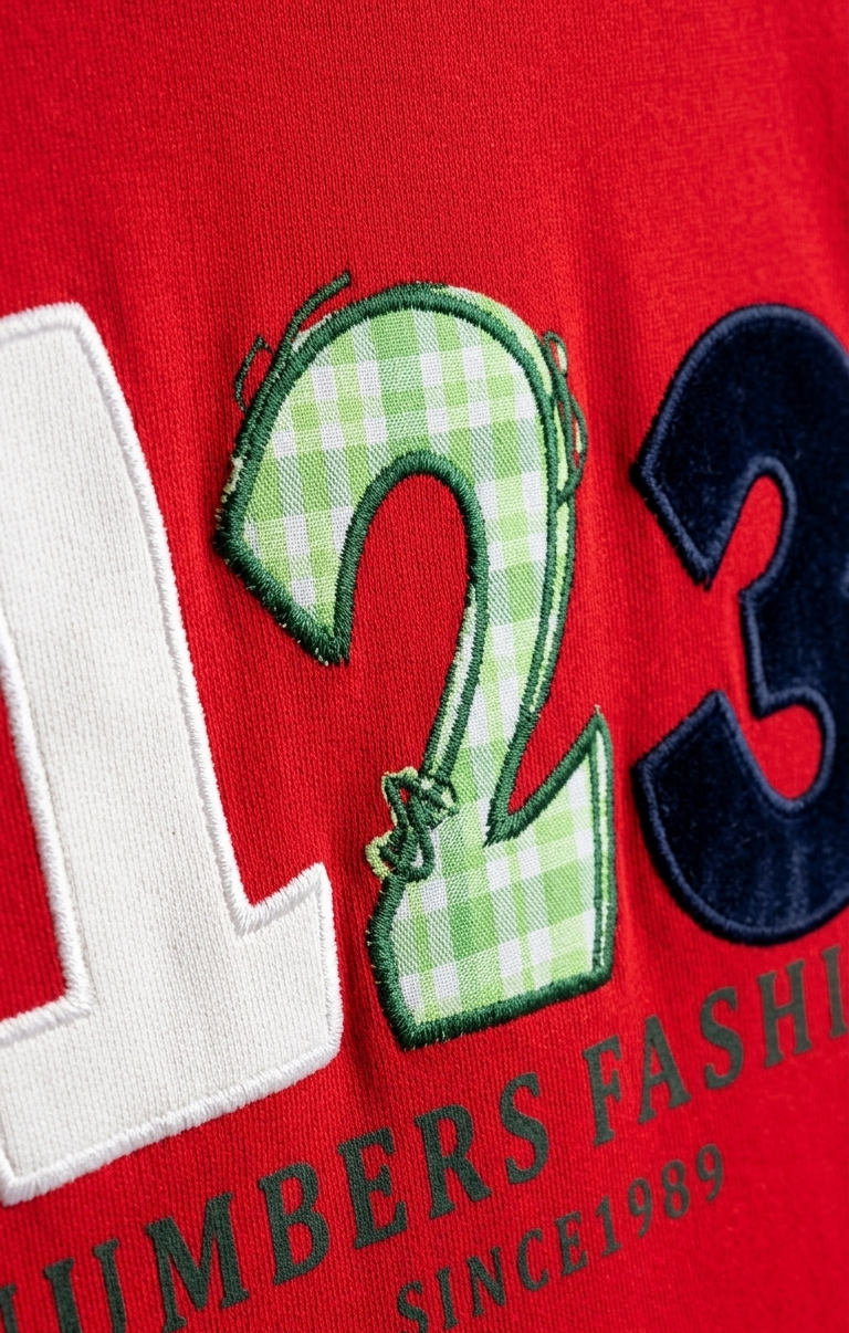Boys Red 123 Graphic Printed Cotton T-Shirt