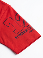 Boys Red 123 Graphic Printed Cotton T-Shirt