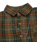 Boys Brown Checked Full Sleeve Shirt with Blue Denim Jeans