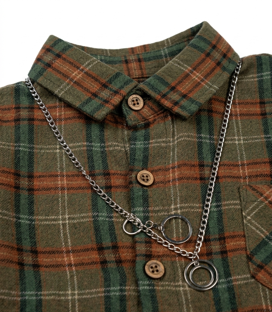 Boys Brown Checked Full Sleeve Shirt with Blue Denim Jeans