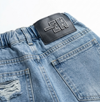 Boys Light Blue Distressed Baggy Fit Denim Jeans