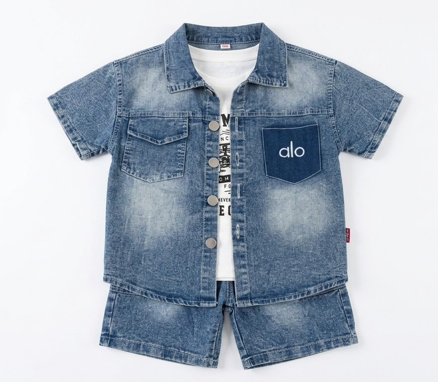 Boys Blue Denim 3-Piece Outfit Set