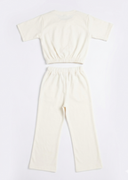 Girls White Cotton Co-Ord Set with Flared Pants