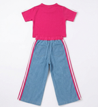 Girls Pink Graphic T-Shirt & Wide Leg Co-Ord Set
