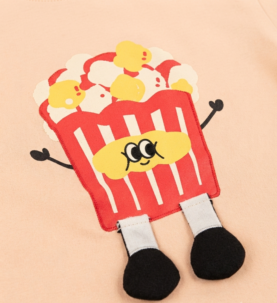 Boys Popcorn Applique T-Shirt & Shorts Set with Matching Tote Bag
