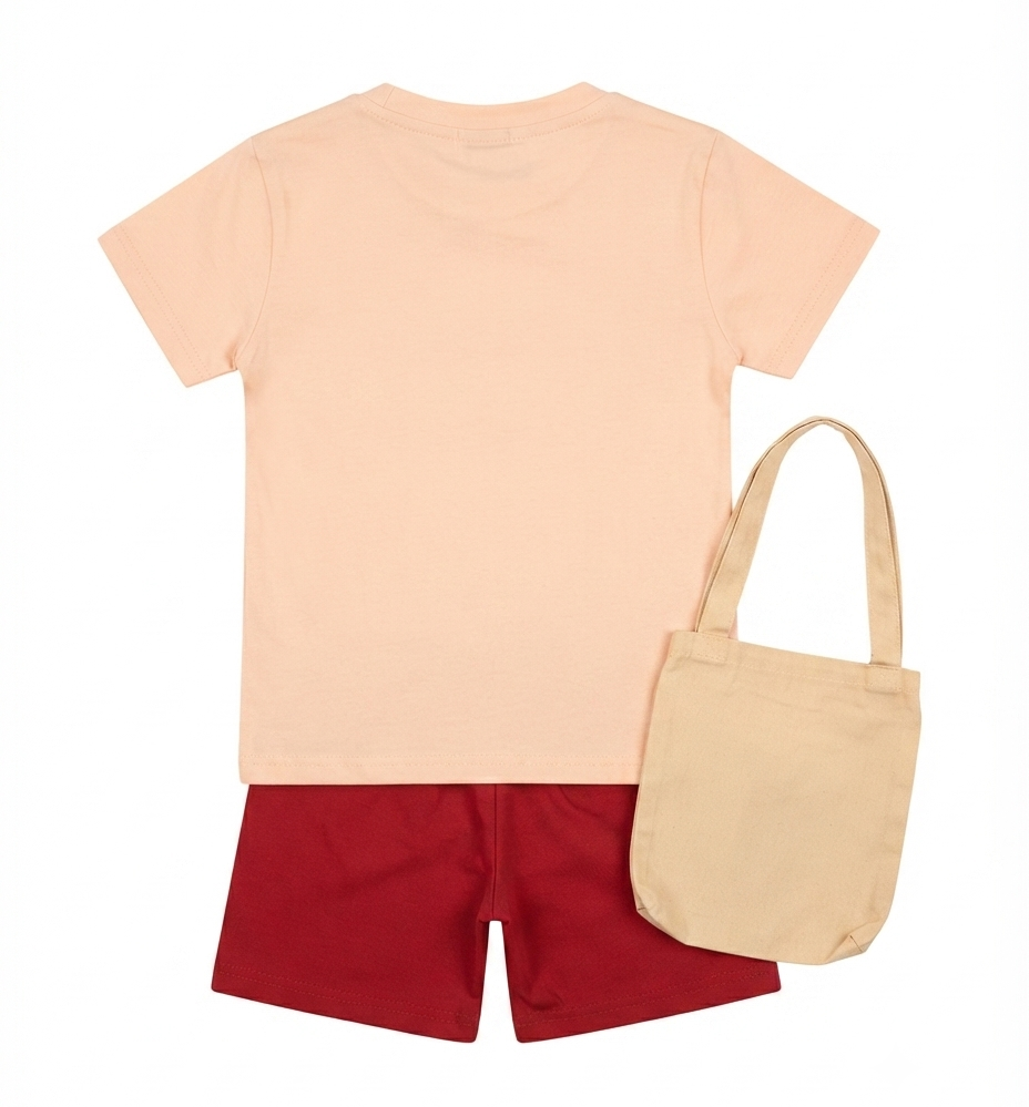 Boys Popcorn Applique T-Shirt & Shorts Set with Matching Tote Bag