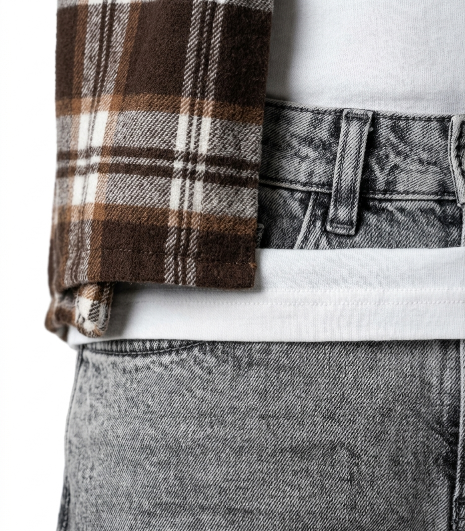 Boys Hooded Checked Shirt, Graphic T-Shirt & Jeans 3-Piece Set