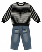 Boys Striped Sweatshirt & Denim Jeans Set