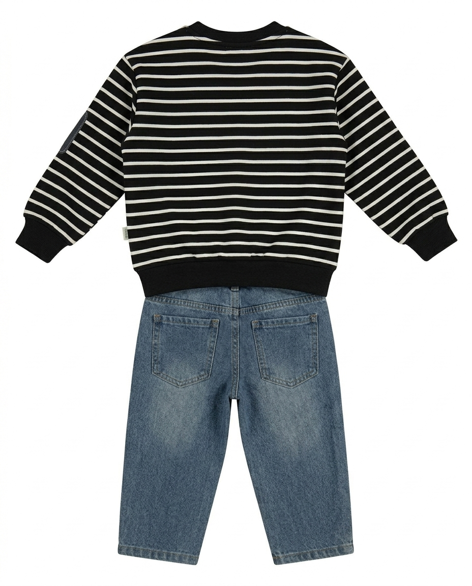 Boys Striped Sweatshirt & Denim Jeans Set