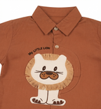 Boys Lion Applique Shirt & Jogger Pant Set with Matching Tote Bag