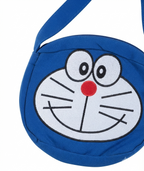 Boys Doraemon Print T-Shirt & Shorts Set with Matching Sling Bag