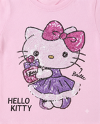 Girls Pink Hello Kitty Printed T-Shirt with Blue Cargo Jeans
