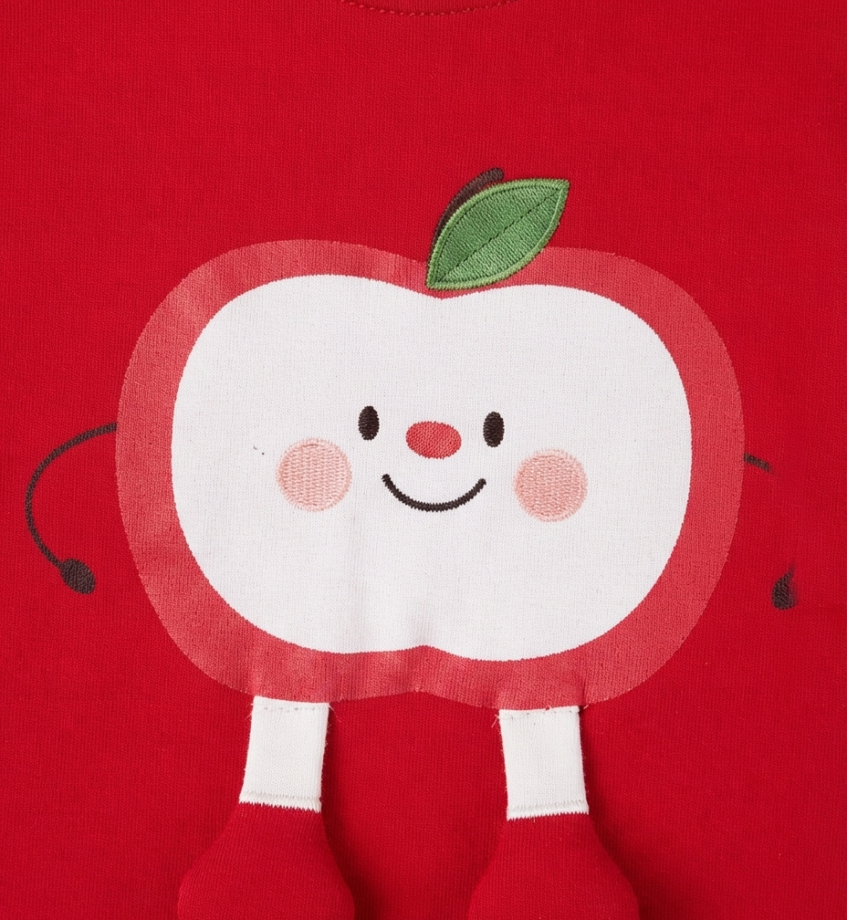 Boys Apple Applique T-Shirt & Shorts Set with Matching Sling Bag
