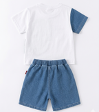 Boys Color Block T-Shirt & Denim Shorts