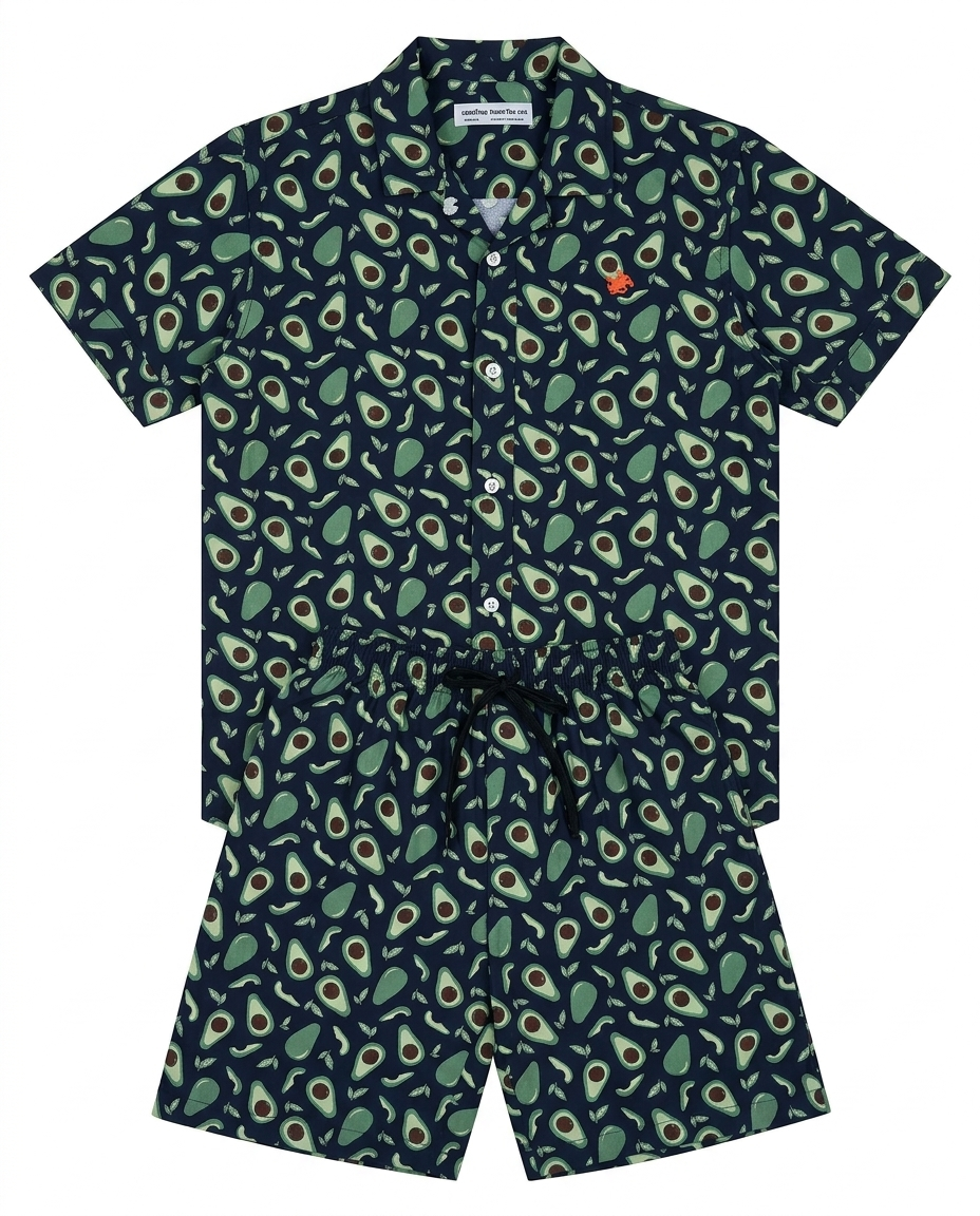 Boys Navy Blue Avocado Print Co-Ord Set