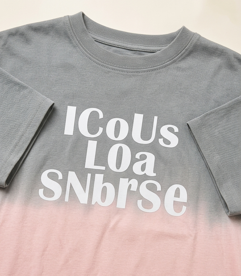 Girls Grey & Pink Ombre T-Shirt with Light Blue Wide-Leg Denim