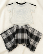 Girls White Kitty T Shirt and Skirt