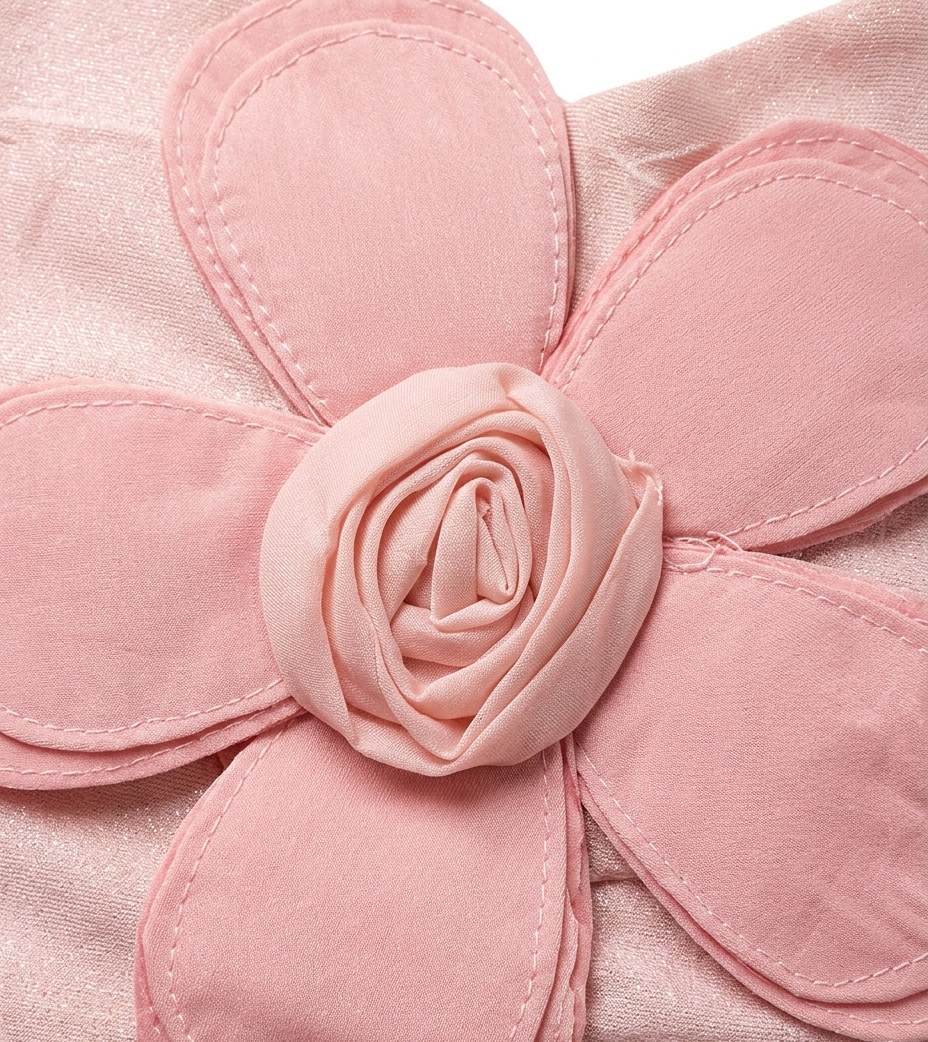 Girls Pink 3D Flower Halter Neck Crop Top
