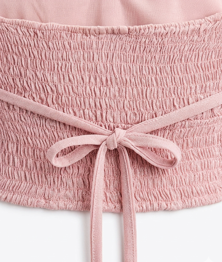 Girls Pink 3D Flower Halter Neck Crop Top