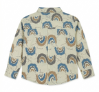 Boys Cream Printed Full Sleeve Casual Cotton Shirt