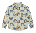 Boys Cream Printed Full Sleeve Casual Cotton Shirt