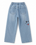 Boys Light Blue Elastic Waist Straight Fit Denim Jeans