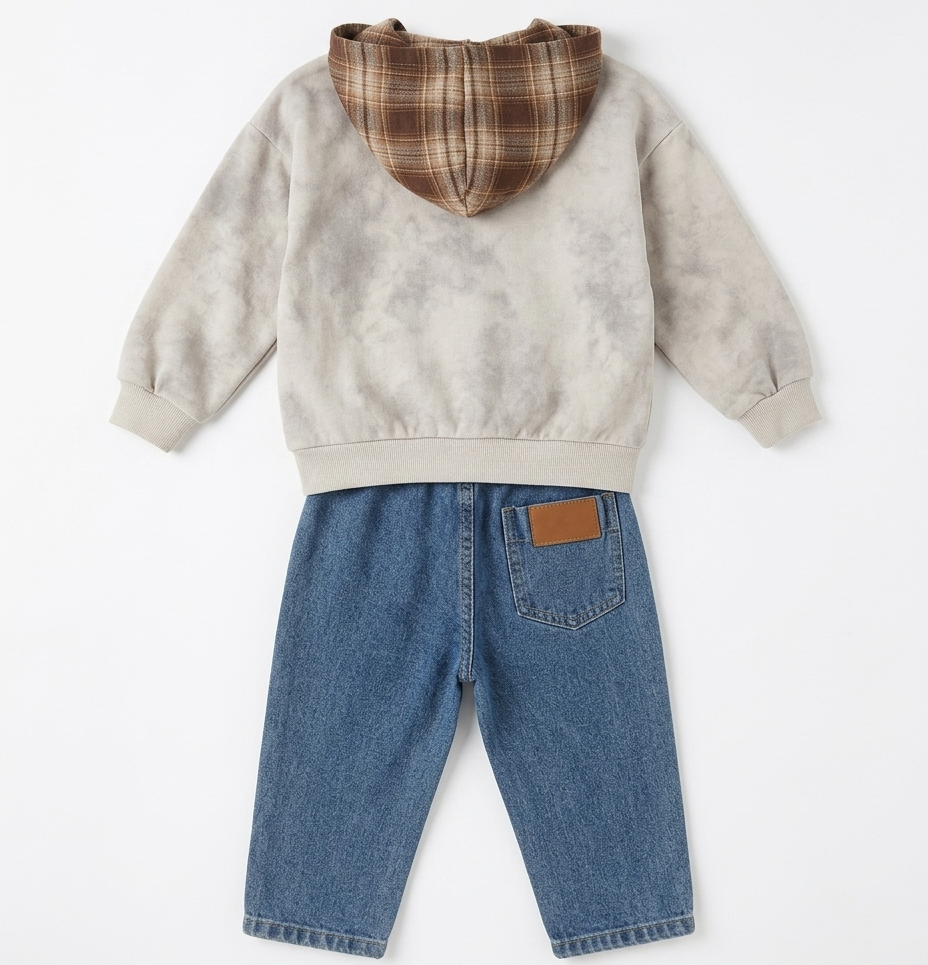 Boys Tie-Dye Sweatshirt with Scarf & Denim Pants