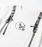 Boys White Printed T-Shirt with Grey Denim Shorts