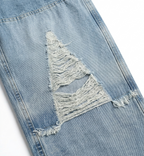 Girls Light Blue Distressed Wide Leg Denim Jeans