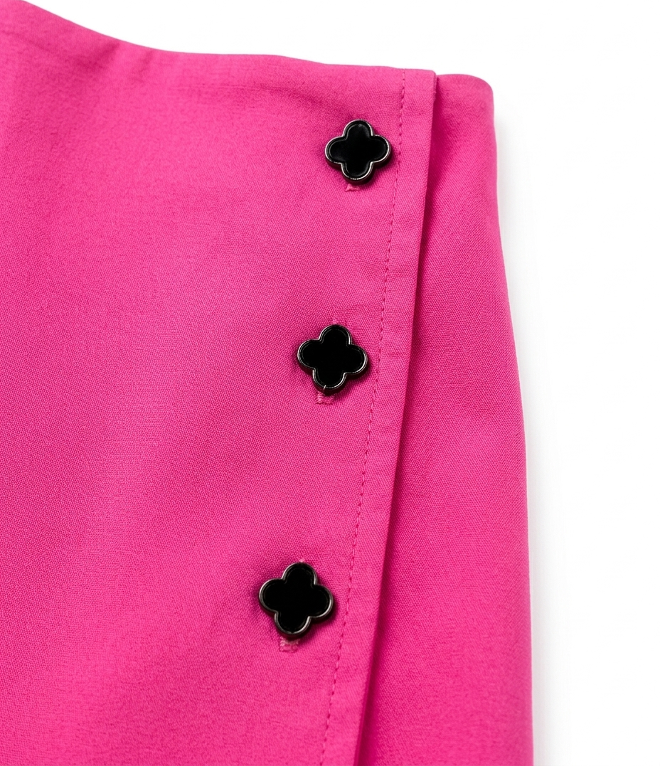 Girls Hot Pink One Shoulder Co-Ord Set with Skirt